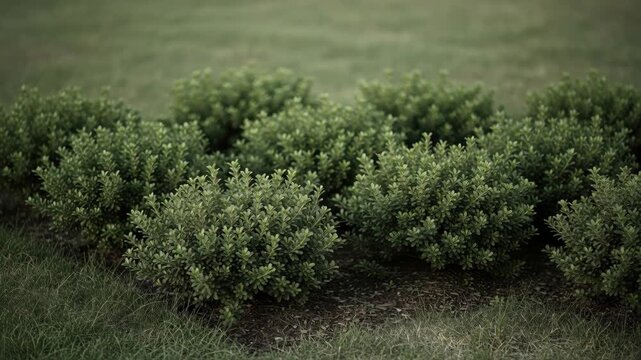 Row of Green Bushes in a Garden