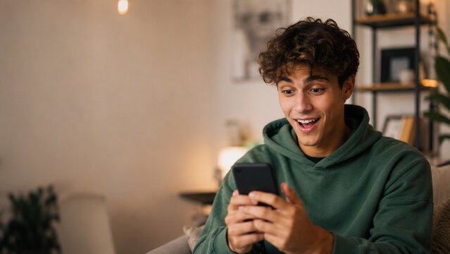 young man texting on mobile phone
