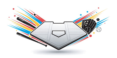 Fototapeta premium Baseball Home Plate Sports Emblem Vector Art