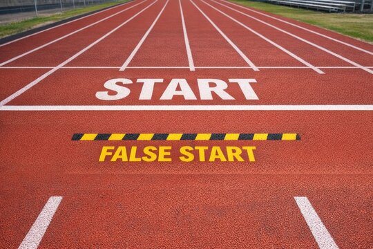 A starting point on a running track, ideal for sports and fitness themes