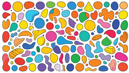 Fototapeta premium Colorful abstract shapes and blobs.