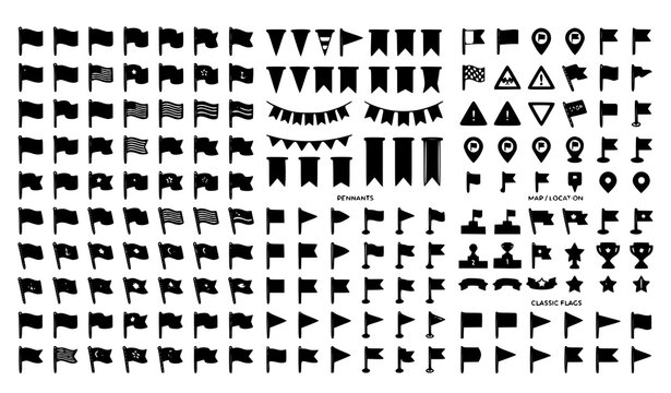 Red Flag Vector Icons Decorative Collection