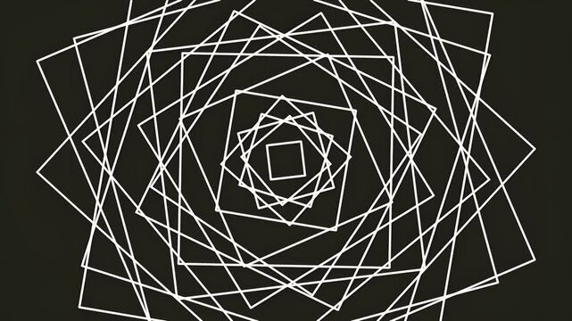 Abstract geometric pattern with overlapping square shapes on dark background