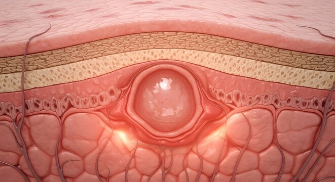 Medical Illustration of Skin Barrier Damage Causing Moisture Loss and Increased Sensitivity in Epidermal Layers