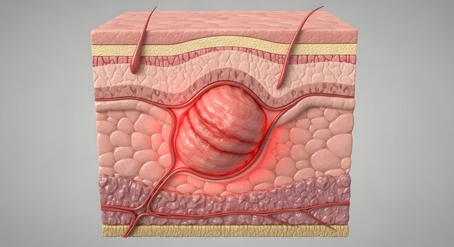 Cross Section View of Inflamed Skin Barrier Damage Associated with Excessive Moisture Loss and Dryness