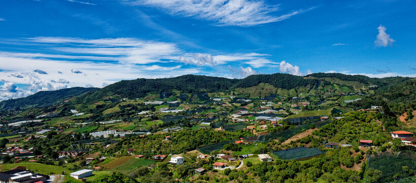 Colombian countryside with many vegetable farms in Chapa, Carmen de Viboral near Medellin, Colombia