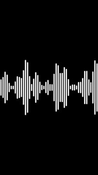 White audio waveform bars visualizer with alpha channel overlay loop for podcast and music video