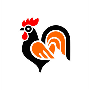 Modern Rooster Vector Logo Icon Isolated on White