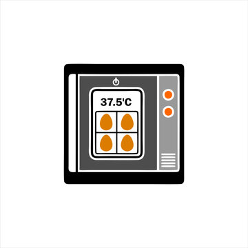 Egg Incubator Icon with Digital Temperature Display