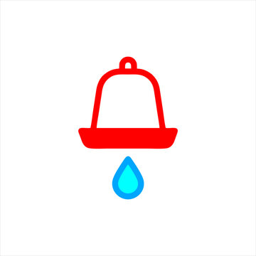 Red Alarm Bell with Water Drop Vector Icon