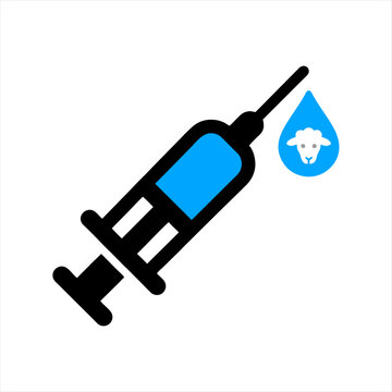 Veterinary Vaccine Syringe and Sheep Icon Vector