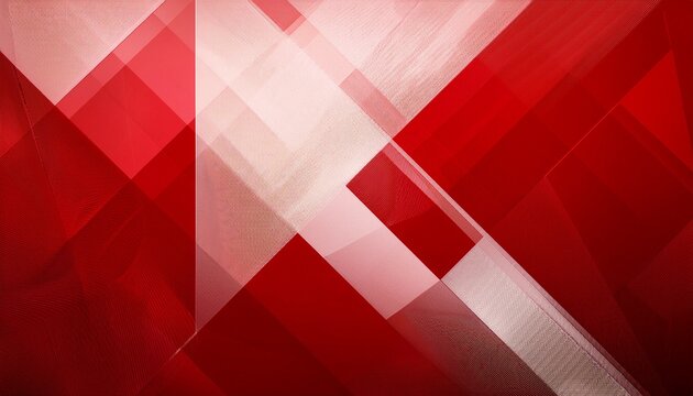 modern abstract red background design with layers of textured white transparent material in triangle diamond and squares shapes in random geometric pattern
