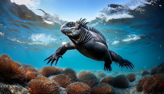 marine iguana swimming
