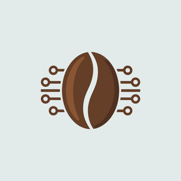 Coffee Bean with Circuit Board Design Elements.