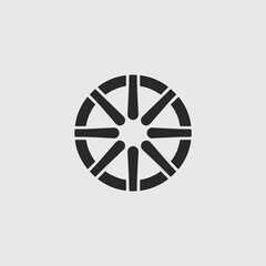 Obraz premium Minimalist black circular gear icon design.