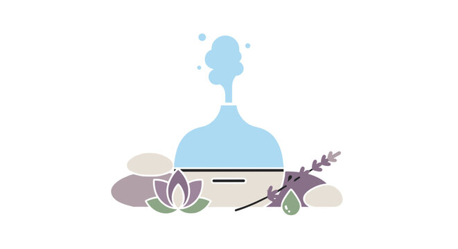 Aromatherapy diffuser with essential oils lavender and lotus flower for relaxation and wellness