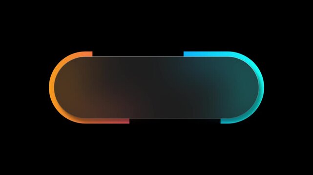 Glowing multicolor gradient button or capsule shape animation with gradient outline on black background for tech UI and motion graphics glowing search bar or rounded rectangle with copy space