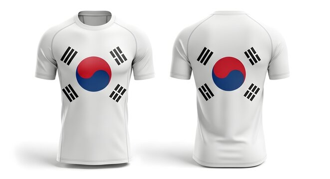 White t-shirt with South Korean flag design
