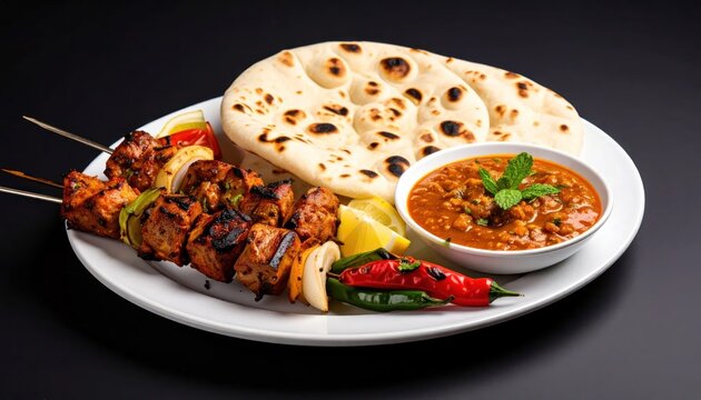 Delicious Indian food on a plate.