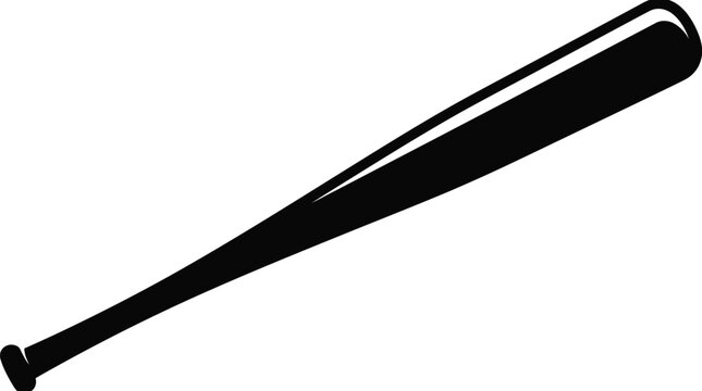 Simple black baseball bat vector illustration featuring a clean design for professional sports branding projects