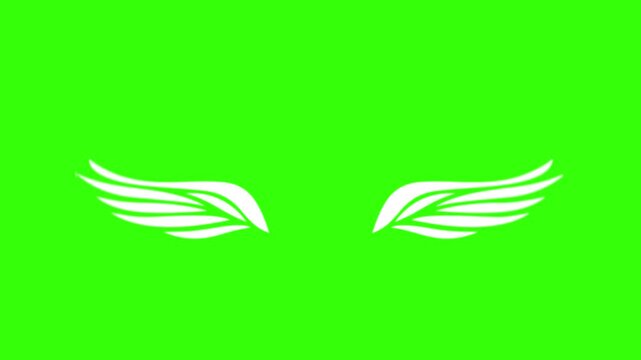 4K loop animation of two white wings flapping smoothly on a clean white background. Ideal for fantasy themes, angel concepts, motion graphics, video editing, and visual effects projects.