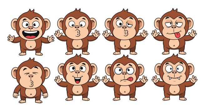 Monkey emoticons funny faces.