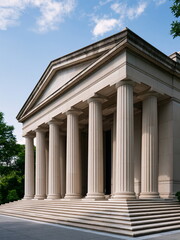 Obraz premium Majestic Grand Museum Facade Showcasing Elaborate Architecture Under Soft Twilight, Inviting Wonder and Exploration