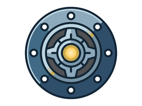 Vector illustration of a futuristic sci fi metallic hatch icon. EPS Editable