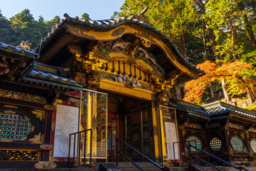 Fototapeta premium 日本の風景・秋 紅葉の日光 世界遺産 輪王寺大猷院 唐門