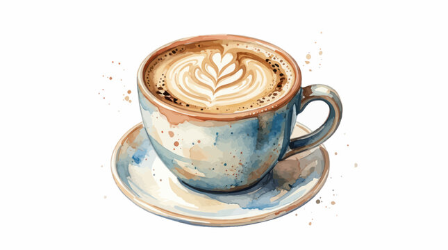 Delicious Latte Art Coffee Cup.