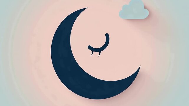 Crescent moon and cloud sleep icon on pastel background