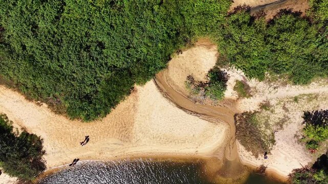Aerial View of a Small Tropical Beach and Forest
