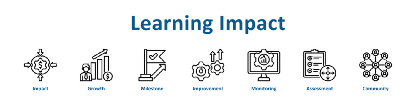 Learning Impact web icon banner with line art style