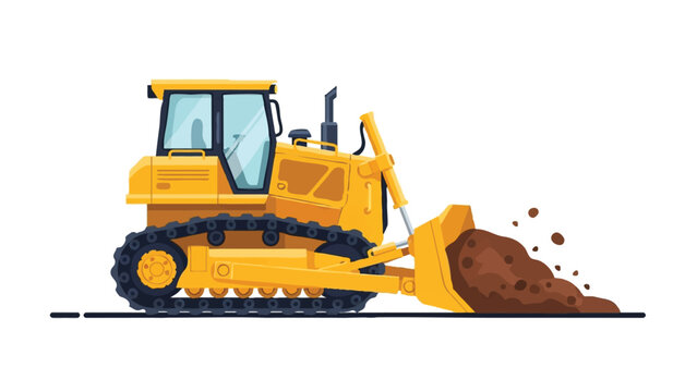 Yellow Industrial Bulldozer Pushing Dirt Illustration