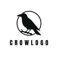 Obraz premium Black Raven Crow Logo Design Concept Silhouette Style
