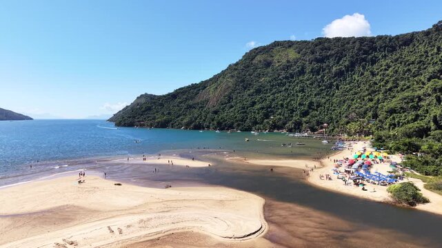 Aerial Landscape of a Tropical Beach with Sunbeds