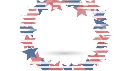 Obraz premium Patriotic star frame graphic featuring red and blue striped patterns on a clean white background