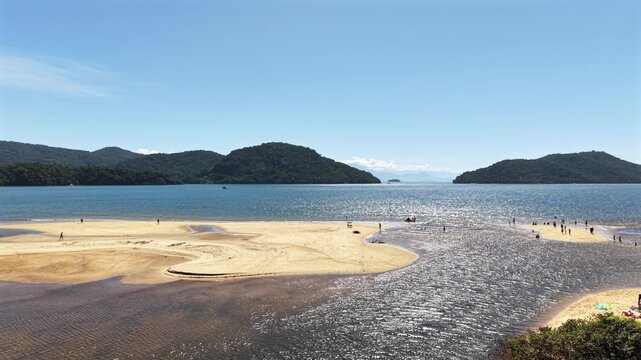 Aerial Panorama of a Tropical Beach with White Sand
