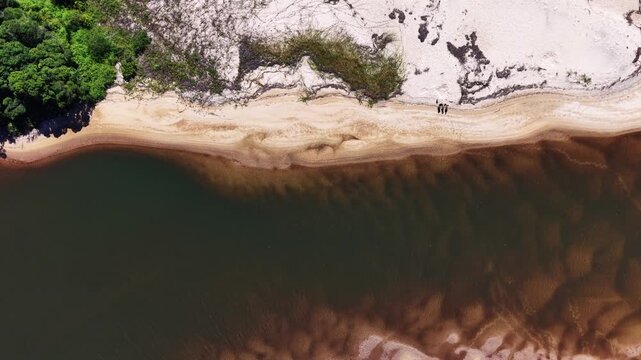 Abstract Aerial Textures of Sandy Beach and Sea Water