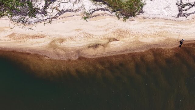 Top Down Perspective of Tropical Coastline and Waves