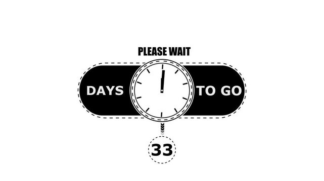 33, Days to go countdown timer icon.Minimal countdown timer animation days to go.Count time display with numbers sale, label button ,promotion clock sign business