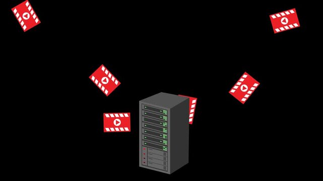 animated video icon entering the server with a transparent background