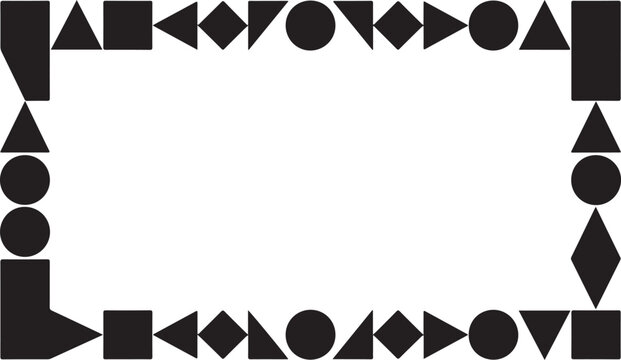 Geometric shape border frame with triangles squares circles and diamonds.