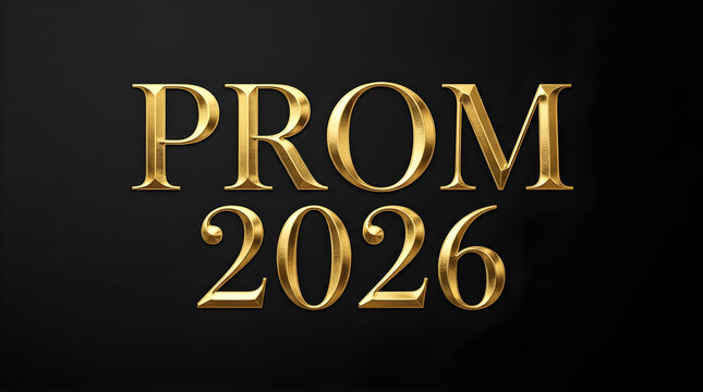 Golden Text Prom 2026 on Black Background