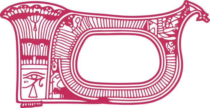 Intricate pink Egyptian style decorative frame with ancient eye of horus art.