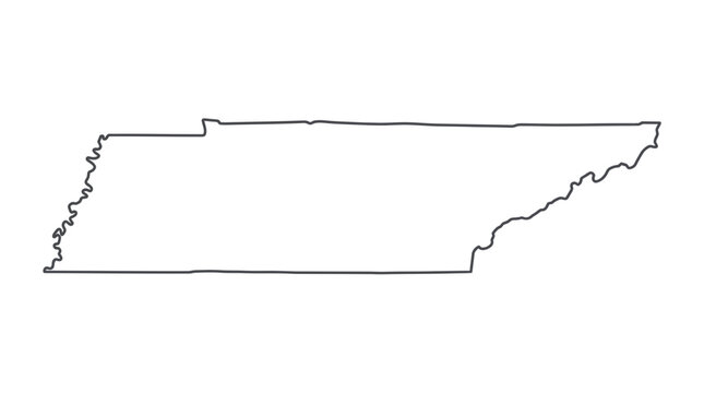 Outline Map of Tennessee State, USA