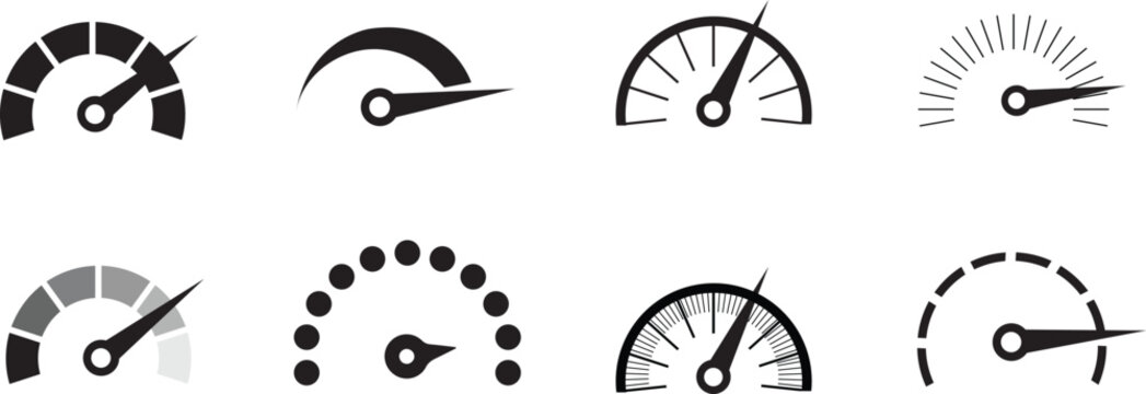  Speed indicator sign.Speedometer set. Fast speed sign. Flat simple icon.Internet car speed.Performance concept.Speedometer, tachometer icon.- stock vector..eps