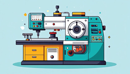 Naklejka premium Industrial metal lathe machine tool.