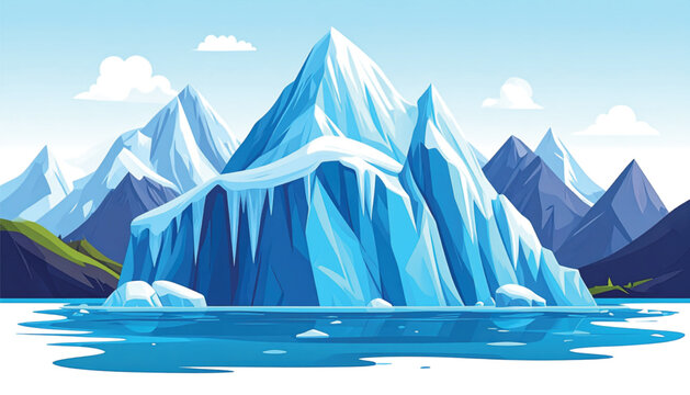 Large Iceberg Floating in Ocean Water.
