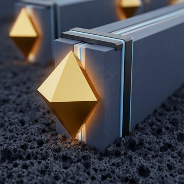 Close Up of Diamond Shaped Strain Silicon Germanium Source Drain Epitaxy in Advanced FinFET and GAA Transistor Architecture 3D Concept